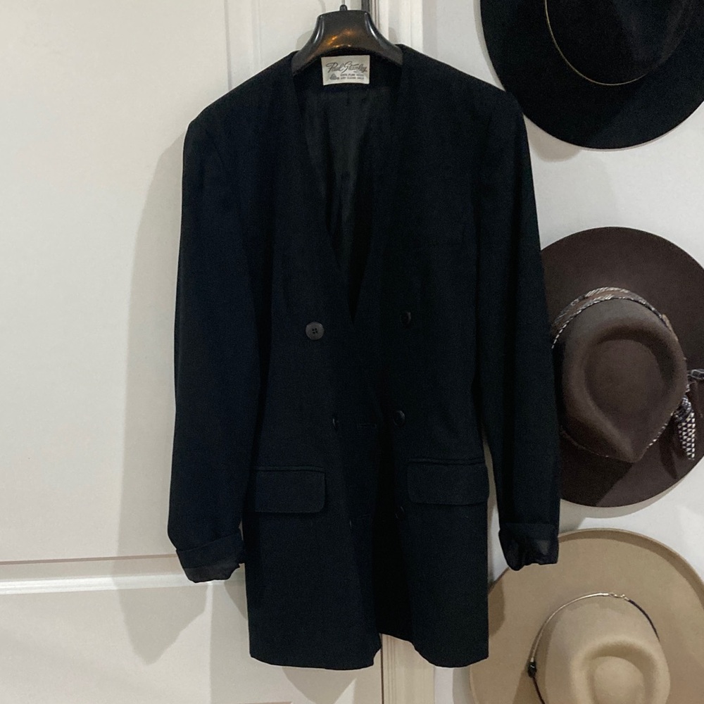 Vintage Black Wool Double-Breasted Blazer , Size 4 tag